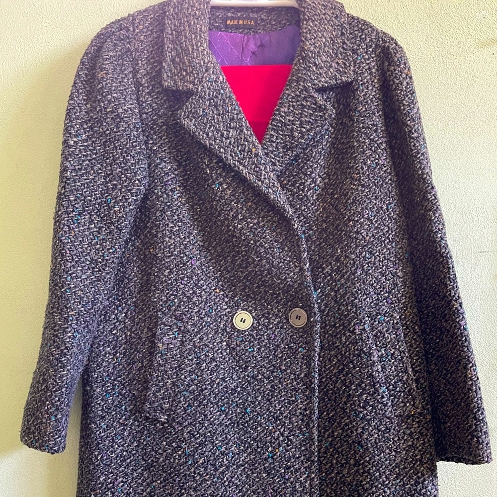 Tweed Blazer Jacket with Scarf